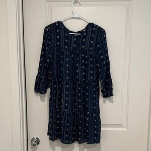 Navy Floral Long Sleeve Dress